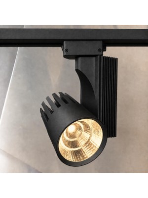 Odea Tr 40W Siyah Kasa LED Ray Spot 3000K Günışığı –, Lifud Driver, Flicker Free, Alüminyum Gövde