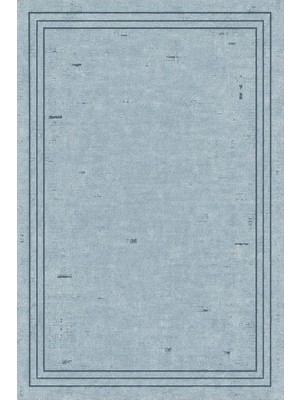 Odea Tr Eskitme Çizgi Bordürlü Halı, Kaymaz Taban, Makinede Yıkanabilir, Dijital Baskı Salon, Mutfak ve Yatak Odası Halısı, Mavi, 120X180 cm
