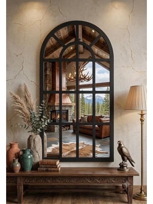 Odea Tr Pencere Model Dekoratif Duvar Aynası 123 x 70 cm (Siyah)
