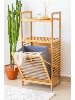 Odea Tr %100 Doğal Bambu Çok Amaçlı Sepet - 45X30X100 Cm, Kirli Çamaşır ve Oyuncak Sepeti