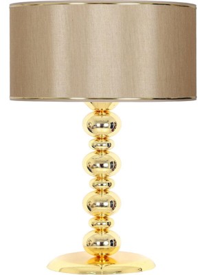 Odea Tr Gold Kaplama Blanc Metal Abajur - Gold Şeritli Hasır Açık Kahverengi VNR0606GBLNC005