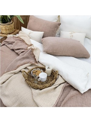 Odea Tr Müslin 4 Katlı Yatak Örtüsü Kahverengi Renk Çift Kişilik Pike 230X240 cm