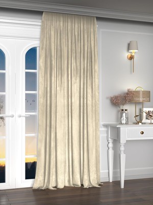 Odea Tr Kadife Görünüm Ekru Fon Perde, 200 x 250 Cm, Ekstraforlu, Velvet Touch Serisi