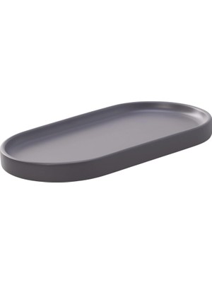Odea Tr Dekoratif Oval Tepsi 29X15 cm – Banyo Tezgah Organizer, Sabunluk ve Kozmetik Düzenleyici, Modern Sunum Tepsisi (Gri)
