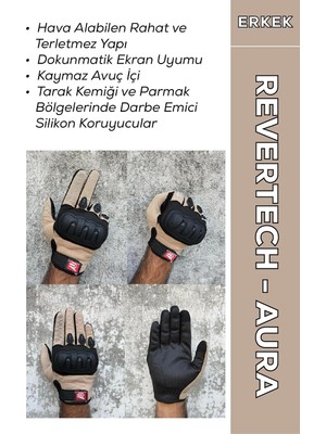 Odea Tr Revertech Aura Krem - Dokunmatik Ekran Uyumlu Erkek Motosiklet Eldiveni