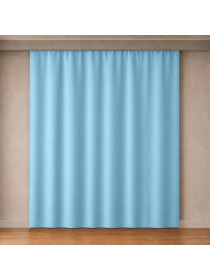 Odea Tr Blackout Karartma Fon Perde, Siparişe Özel Dikim | Gündüz Bile Karartır, Isı Yalıtımlı Tek Kanat | Düz Kornişe Hazır | Açık Mavi, 150 cm Genişlik x 240 cm Uzunluk