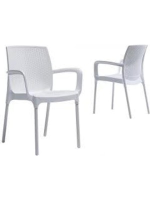 Odea Tr Sunset Rattan 4 Adet Sandalye Takımı R008, Beyaz, Plastik ve Cam Elyaf