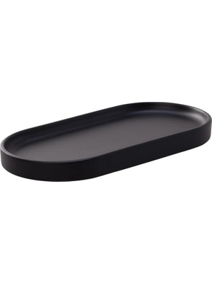 Odea Tr Dekoratif Oval Tepsi 29X15 cm – Banyo Tezgah Organizer, Sabunluk ve Kozmetik Düzenleyici, Modern Sunum Tepsisi (Siyah)