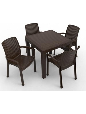 Odea Tr Estelia Efes 4'lü Set (4 Sandalye+1 Masa) Camsız Ekonomik Ürün Bahçe, Balkon