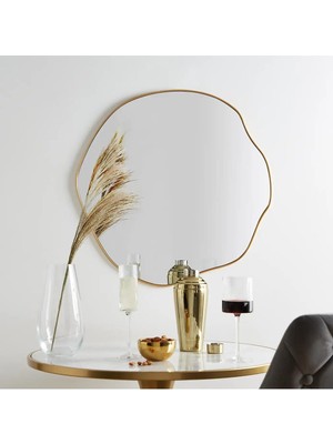 Odea Tr 70X70 Gold Çerçeveli Asimetrik Duvar Dekor Aynasıkonsol Aynası Gold 70 x 70