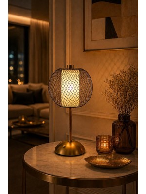 Tr Siyah Telli Şarjlı Dokunmatik LED Masa Lambası, 3 Renk Işıklı, 30 x 15 cm