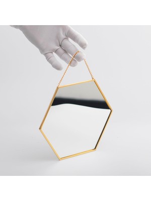 Odea Tr 20X18CM Pirinç Gold Altıgen Duvar Askılı Ayna Dekoratif Yapımı
