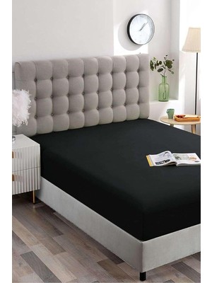 Odea Tr %100 Pamuk Lastikli Havlu Çarşaf Tek Kişilik 100X200 cm Siyah, Havlu_tek