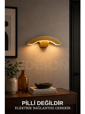Odea Tr Dekoratif Gold Yarım Ay LED Aplik, Modern Tasarım, Iç ve Dış Mekan Duvar Aydınlatması
