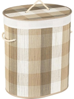 Odea Tr 4524 Kapaklı Kirli Çamaşır Sepeti Oval - Hasır Kirli Çamaşır Sepeti 43X33X50CM