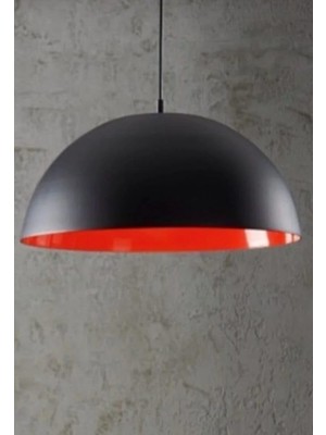 Odea Tr Mylights Retro Parlak Siyah Içi Kırmızı Metal Sarkıt Avize 40 cm