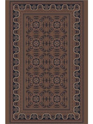 Odea Tr Afgan Klasik Desenli Jüt Taban Dokuma Halı, Salon, Oturma ve Yatak Odası Için, Kahverengi, 120X180 cm