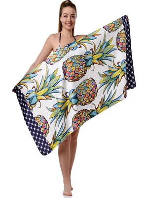 Odea Tr Ananas Desenli Plaj Havlusu, Spor Havlusu, Mikrofiber Hızlı Kuruyan Plaj Havlusu 70X140CM