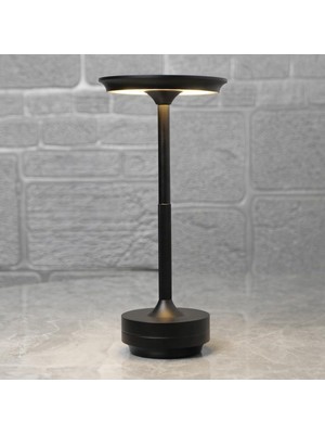 Tr W021 Şarjlı Dokunmatik Metal LED Masa Lambası, 28 x 13 Cm, Siyah