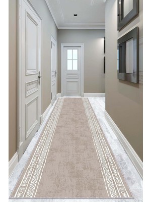 Odea Tr Yıkanabilir Leke Tutmaz Kaymaz Tabanlı Kesme Rulo Yolluk Özel Ölçü Mutfak Salon Halısı AR1098, Bej, 80 x 400