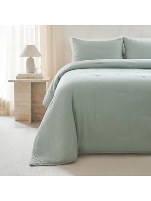 Odea Tr Nakışlı Mint Çift Kişilik Yatak Örtüsü Seti 1 Adet 250 x 230/2 Adet 50 x 70 cm