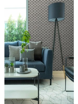 Odea Tr Seven 3D Yuvarlak Tuğla Desenli Duvar Kağıdı (16,5m2), Gri, 100 x 200