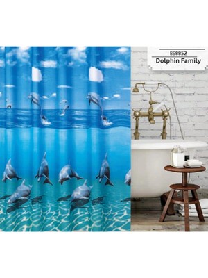 Odea Tr Dolphin Family Banyo Perdesi, Duş Perdesi 180X200CM