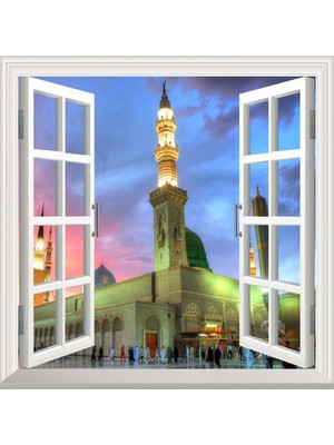 Odea Tr Pencere Poster Duvar Kağıdı Medine Gece Yapışkanlı Sticker