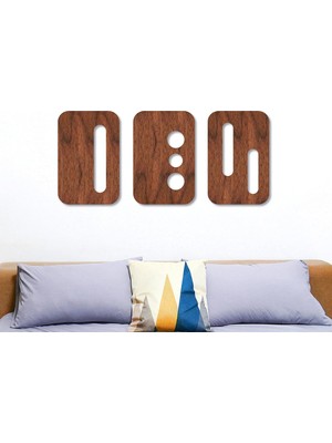 Odea Tr Minimalist Geometrik 3'lü Ceviz Doğal Ahşap Kaplama Duvar Dekoru, Wabi Sabi Duvar Tablosu, Mid Century Modern Soyut Ahşap Duvar Panelleri, 50 cm (Yükseklik)