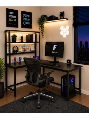 Odea Tr Pro 160 cm Oyuncu Masası, Bilgisayar Masası, Gamer Masası, Metal Ayaklı, Led'li, Siyah