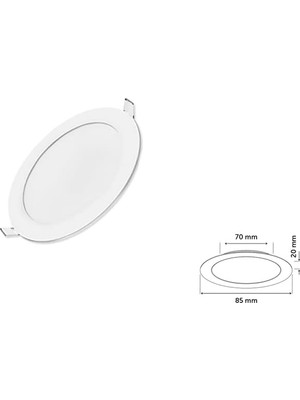 Odea Tr 3W Sıva Altı Yuvarlak Slim LED Panel Beyaz Işık 2 Adet