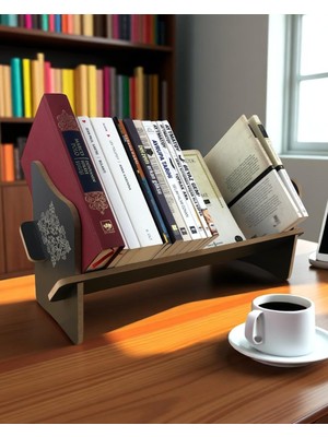 Odea Tr Masaüstü Portatif Işlemeli Desenli Kitaplık 45 cm x 14,5 cm x 21 cm (Antrasit - Dantel, 21X14,5X45)