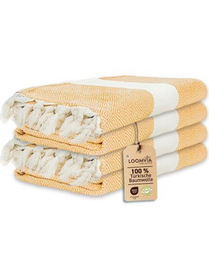 Odea Tr 4'lü Paket -%100 Pamuk Peştamal 100X180 Cm, Havuz ve Plaj Havlusu, Spor Havlusu, Hızlı Kurur ve Koku Yapmaz, Emici, Hafif ve Kompakt, Altın Rengi