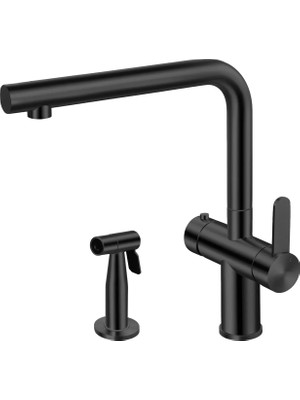 Odea Tr Lusso 4045 Station Harici El Duşlu Spiralli Mutfak Modern Evye Bataryası Pull-Down L Tipi Füme