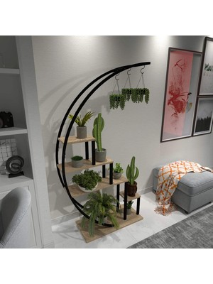 Odea Tr Dekoratif Metal Çiçeklik Ferforje Ahşap Çiçeklik Saksılık