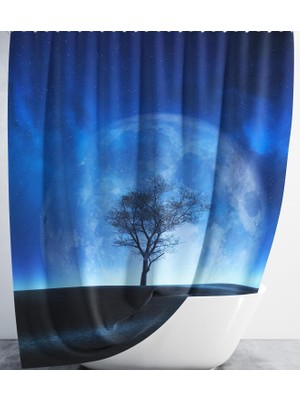 Odea Tr Banyo Perdesi 1X180X200 Tek Kanat Duş Perdesi Halka Hediyeli Duşakabin Perdesi Supermoon