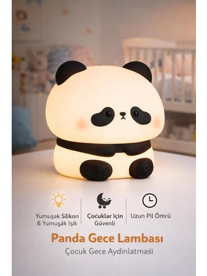 Odea Tr Panda Gece Lambası | Yumuşak Silikon, Çocuklar Için Güvenli, LED Gece Işığı