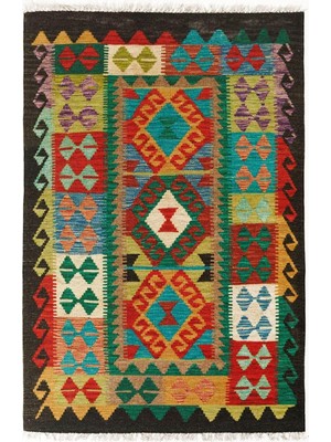 Odea Tr Cotton Pamuklu Çok Renkli Otantik ve Etnik Desenli Kilim 502, 80 x 150