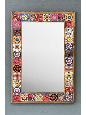 Odea Tr Oscar Stone Decor Masif Çerçeveli Mozaik Taş Ayna 43 cm x 63 cm (Morocco-Etnik Desen)