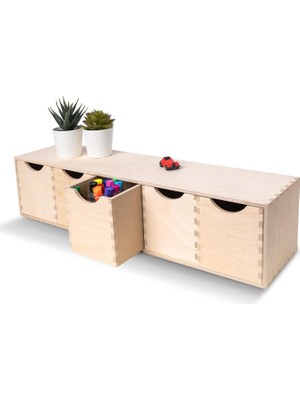Odea Tr Mini Ahşap Çekmeceli Kutu, 5 Çekmece, 57 x 13 x 13 cm