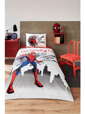 Odea Tr Özdilek Spiderman Go Spidey Tek Kişilik Lisanslı Lastikli Çocuk Nevresim Takımı, 160X220 CM,%100 Pamuk, Gri