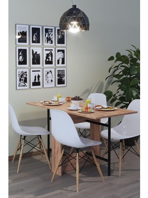 Odea Tr DF01101 Flamingo Pratik Katlanır Beyaz Masa Portatif Yemek ve Mutfak Masası (Atlantik Çam)
