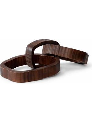 Odea Tr Warm Design Dekoratif Ahşap Zincir Masaüstü Obje Iskandinav Konsol Sehpa Dekoru 25 cm Kahverengi 55 x 25