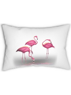 Odea Tr Saten Flamingo Baskılı Kırlent Kılıfı Beyaz FLA1415233111