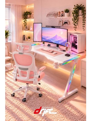 Odea Tr Aura White Rgb Led'li Beyaz Oyuncu Masası (120 × 60 Cm)