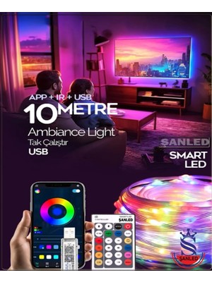 Odea Tr Sese ve Müziğe Duyarlı Bluetooth Özellikli Rgb Şerit LED - 10 Metre 5050 Smd Iç Mekan 3 Çip