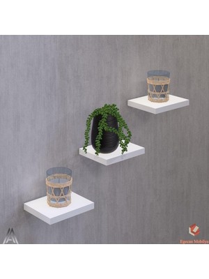 Odea Tr Beyaz Uçan Duvar Rafı 3 Adet Dekoratif Raf Çiçeklik Mumluk Dekoratif Çiçeklik