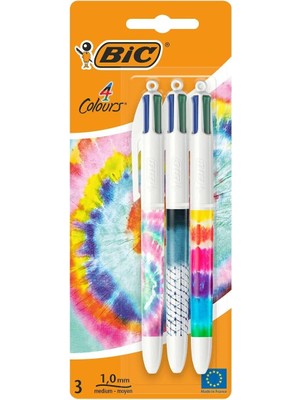 Odea Tr 4 Colour Decor Lines Tükenmez Kalem 3'lü Blister, Dört Renk Tek Kalemde (Siyah,mavi, Kırmızı, Yeşil)