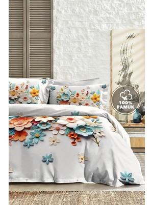 Odea Tr %100 Pamuk Ranforce Çift Kişilik Nevresim Takımı Lotus 5d Dijital Baskı, MONOHOME82396
