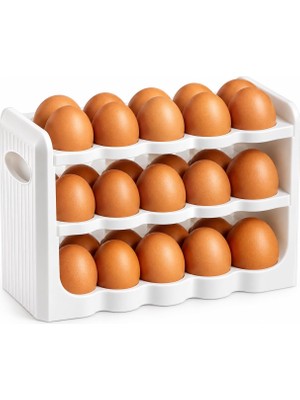 Odea Tr 3 Katlı 30'lu Yumurta Organizeri, Plastik, Beyaz, 26X9,5X17 cm